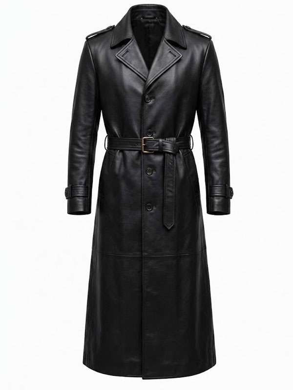 Halloween Spooky Pumpkin Black Leather Coat