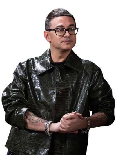 Project Runway S22 Christian Siriano Crocodile Textured Leather Jacket