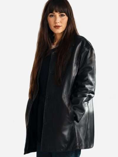 Verity Dakota Johnson Black Leather Coat