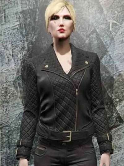 GTA 6 Game Lady Protagonist Black Quilted Leather Jacket