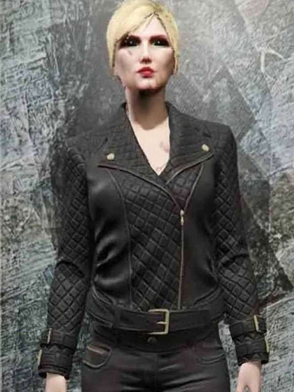 GTA 6 Game Lady Protagonist Black Quilted Leather Jacket