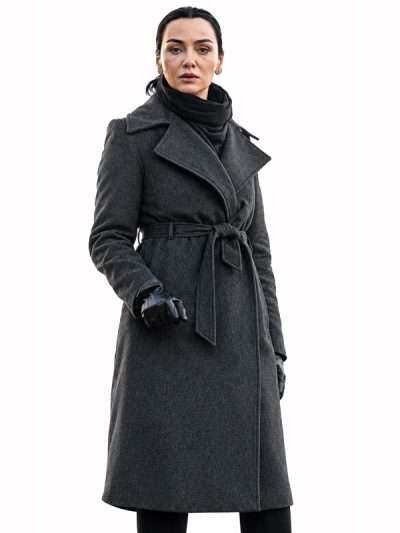 Graveyard S03 Birce Akalay Grey Wool Trench Coat