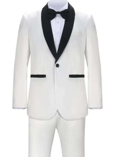 Men White Gangster Tuxedo Suit