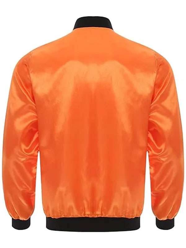 Pumpkin Scary Orange Satin Bomber Jacket