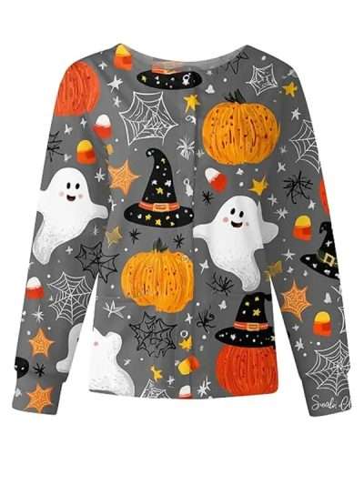Halloween Pumpkin and Ghost Scrub Jacket
