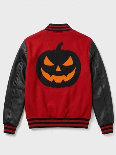 Halloween Red and Black Jack O’Lantern Varsity Jacket