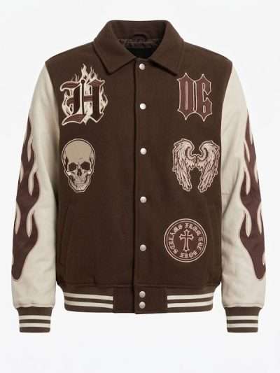 Halloween Skull and Wings Varsity Jacket