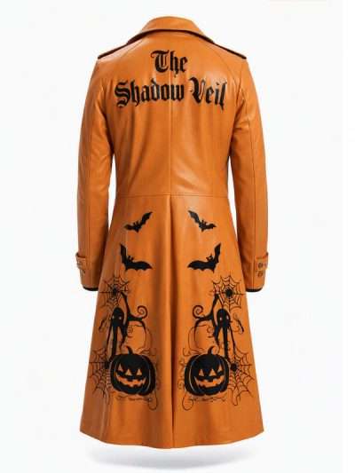 The Shadow Veil Pumpkin Leather Coat