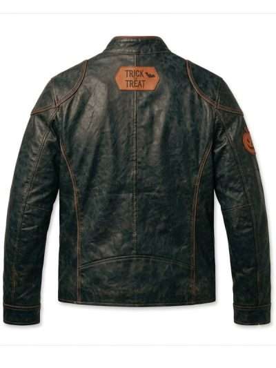 Halloween Trick or Treat Cafe Racer Leather Jacket
