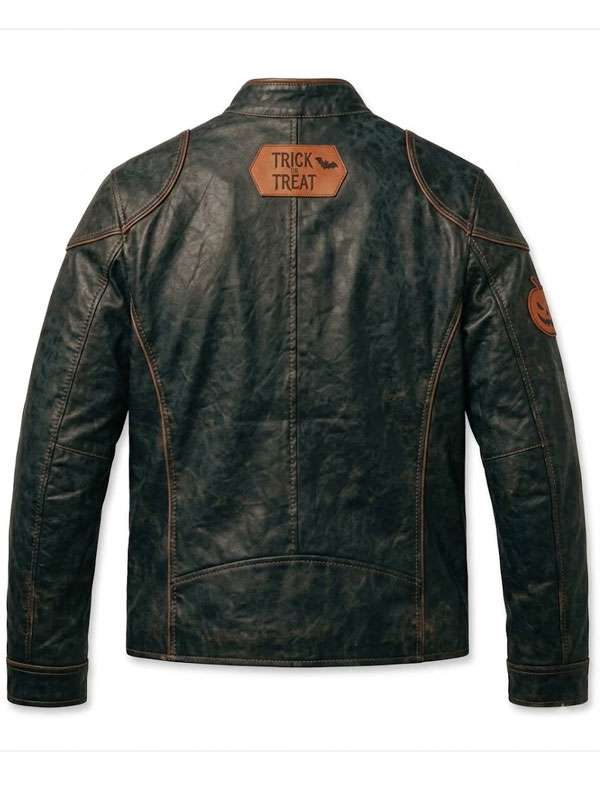 Halloween Trick or Treat Cafe Racer Leather Jacket