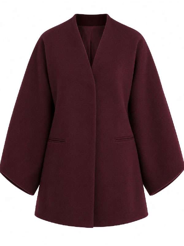 Her Private Hell Sophie Thatcher Burgundy Wool Coat