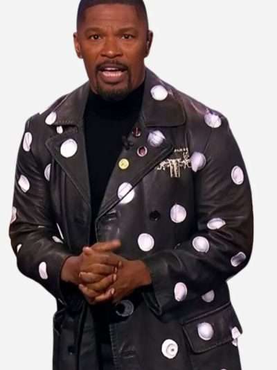 Jamie Foxx Beat Shazam S08 Polka Dot Leather Coat