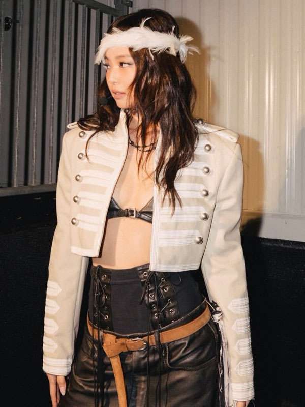 Jennie Lollapalooza Fest 2026 Beige Military Jacket