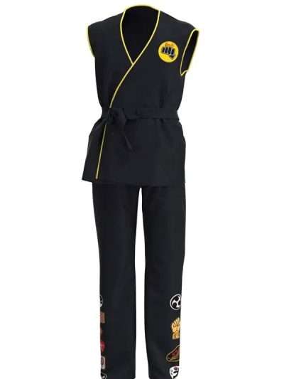 Inspired By: Cobra Kai External Material: Cotton Fabric Front: Belted Closure Collar: Collarless Color: Black
