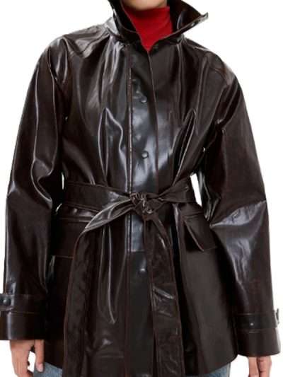 Lucky S01 Annette Bening Brown Leather Coat