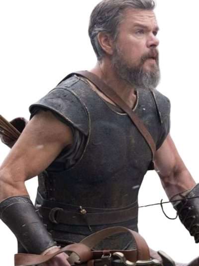 The Odyssey Matt Damon Black Leather Vest