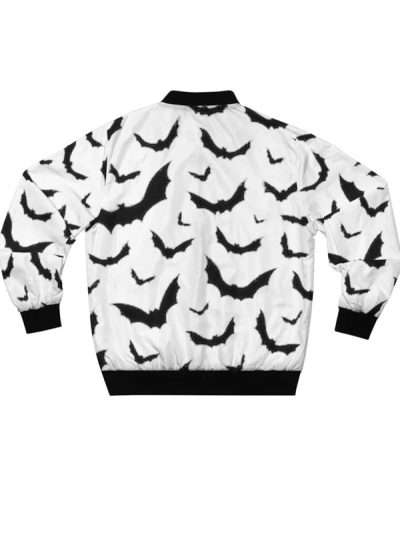 Unisex White Bat Graphic Bomber Jacket