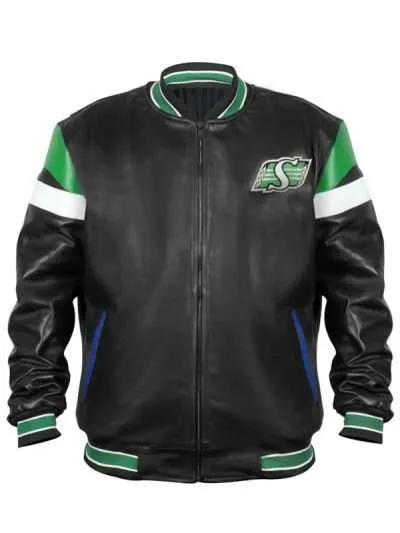 Saskatchewan Roughriders Varsity Bomber Leather Jacket