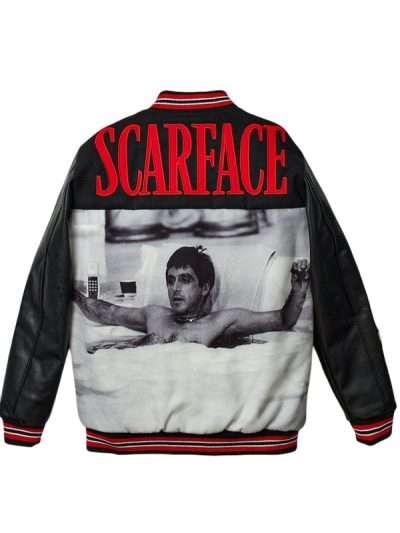 Scarface Black Wool & Leather Varsity Jacket
