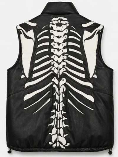 Halloween Skeleton Black Puffer Vest