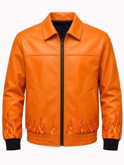 Ghost Flame Bomber Leather Jacket