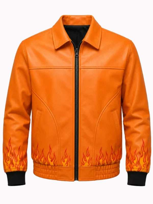 Ghost Flame Bomber Leather Jacket