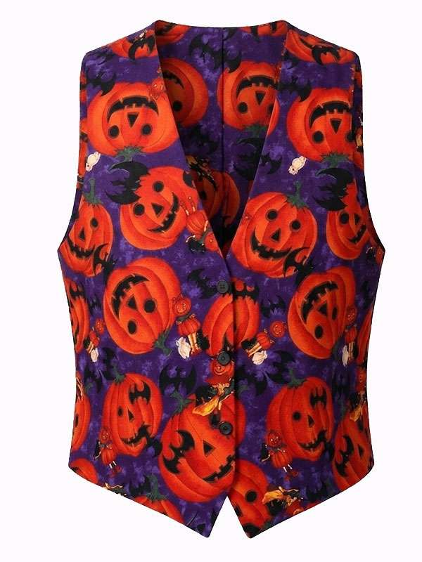 Smiling Red Pumpkins Halloween Vest