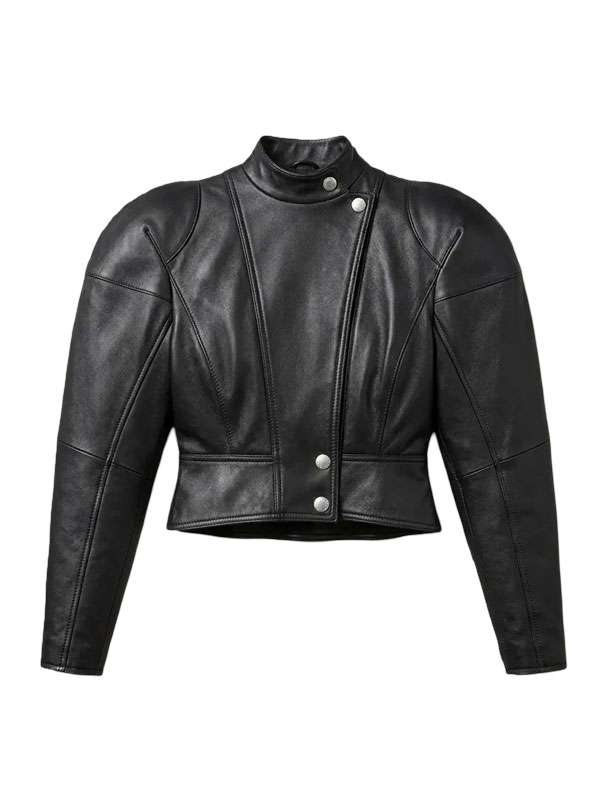 Sophie Thatcher 2026 Asymmetrical Leather Jacket
