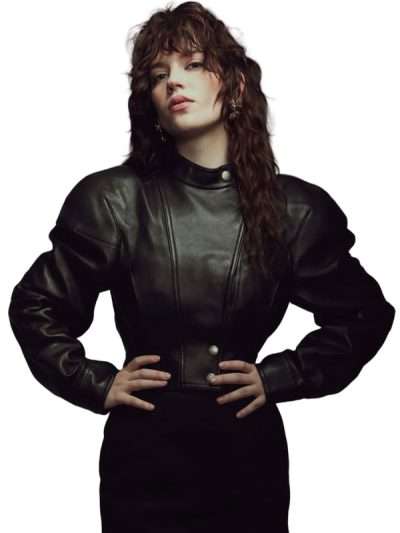 Sophie Thatcher 2026 Black Leather Jacket