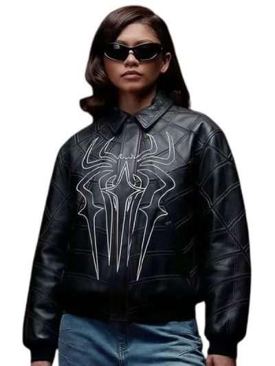 Zendaya Spider Man Black Leather Jacket