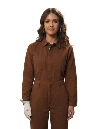 TV Series Honest Renovations 2026 Jessica Alba Brown Jumpsuit