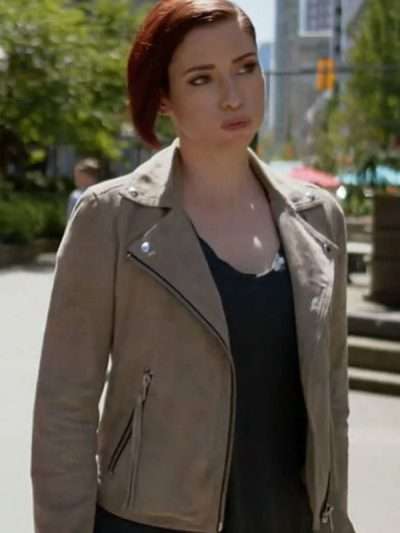 TV Series Supergirl Alex Danvers Beige Suede Biker Jacket