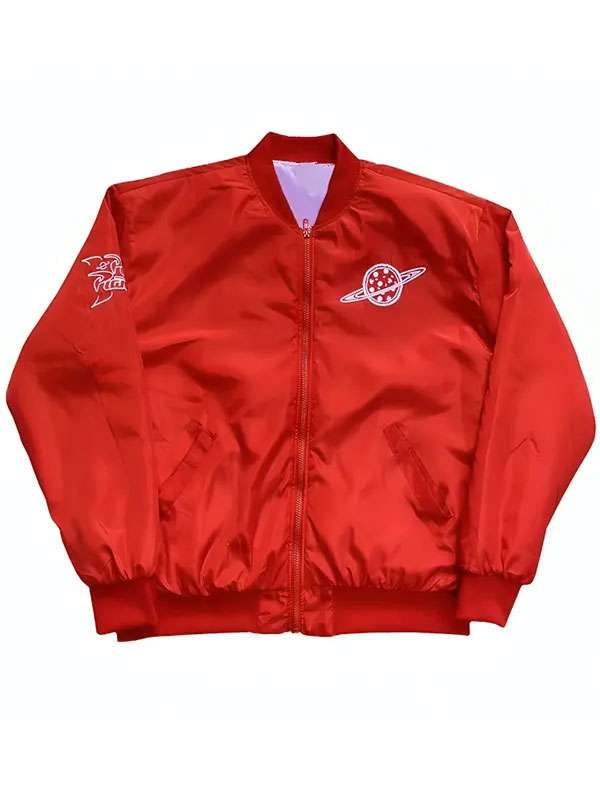 Red Pizza Planet Satin Jacket dor Adult