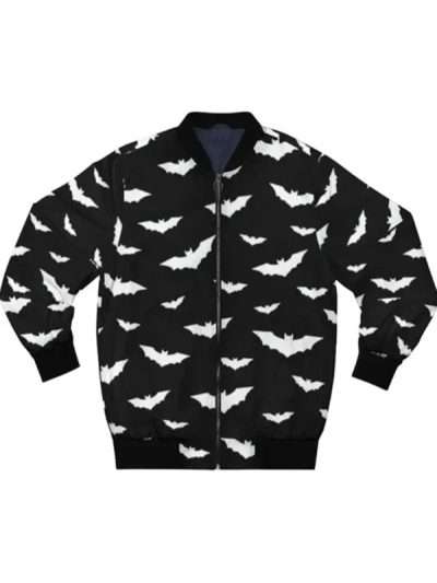 White Bats Black Bomber Jacket