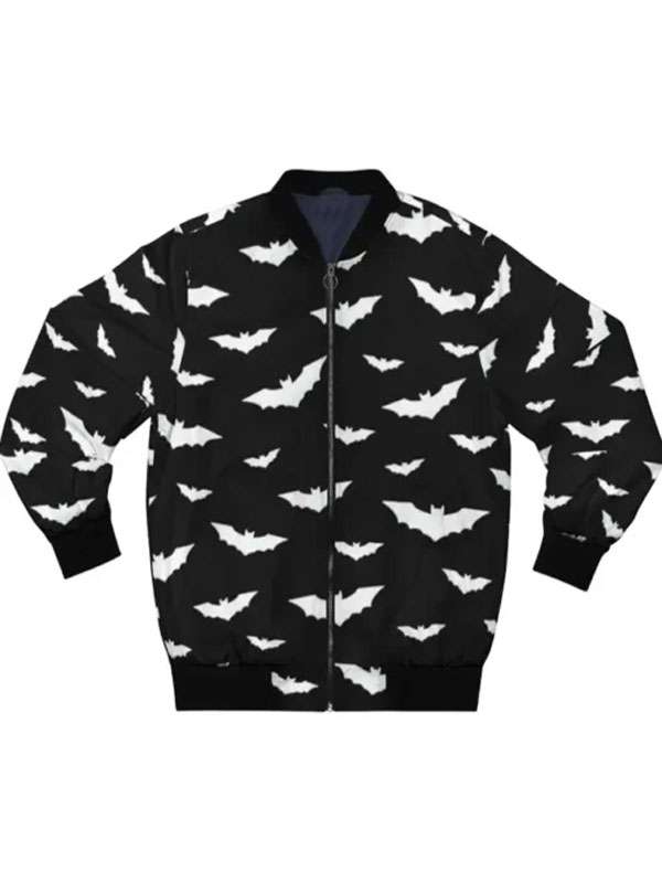 White Bats Black Bomber Jacket