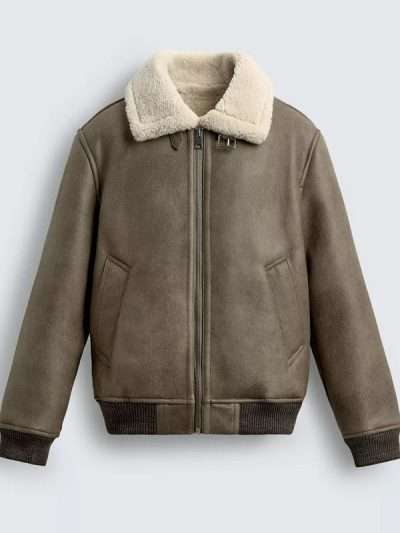 Xavier Smalls Beauty in Black S02 Khaki Flight Bomber Leather Jacket