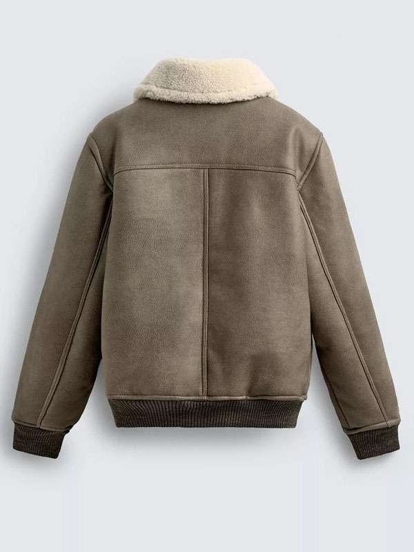 Xavier Smalls Beauty in Black S02 Khaki Fur Bomber Leather Jacket