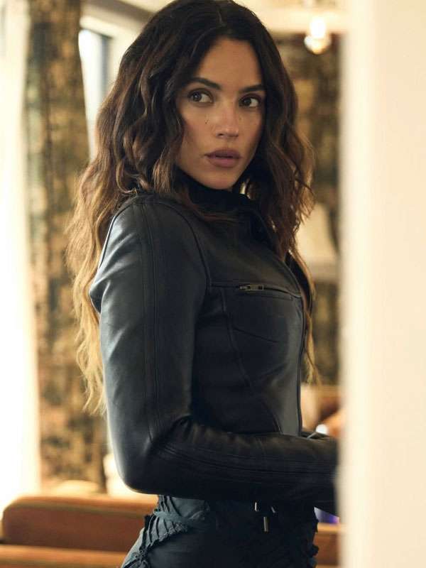 Adria Arjona NBC Studios NYC Black Leather Jacket