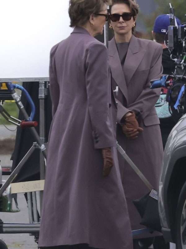 Annette Bening Lucky 2026 Purple Long Coat