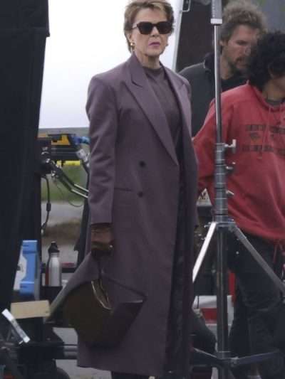 Annette Bening Lucky Purple Long Coat