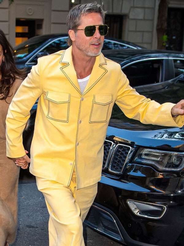 Brad Pitt NYC Street Stlye Yellow Suit