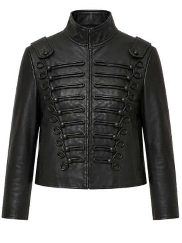 Briar Coven Academy S01 Black Leather Military Jacket