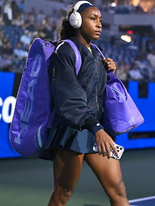 Coco Gauff US Open Tennis Tournament Blue Bomber Jacket