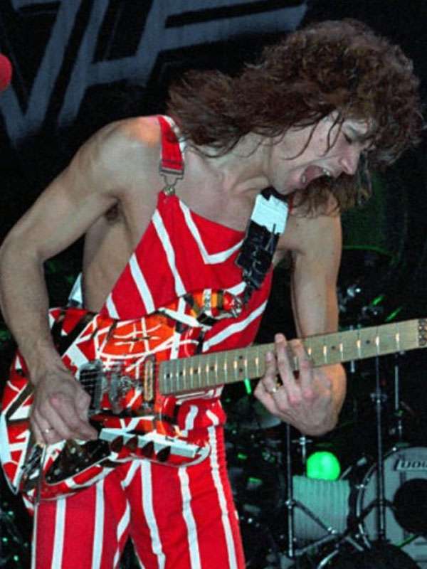 Eddie Van Halen Red and White Jumpsuit