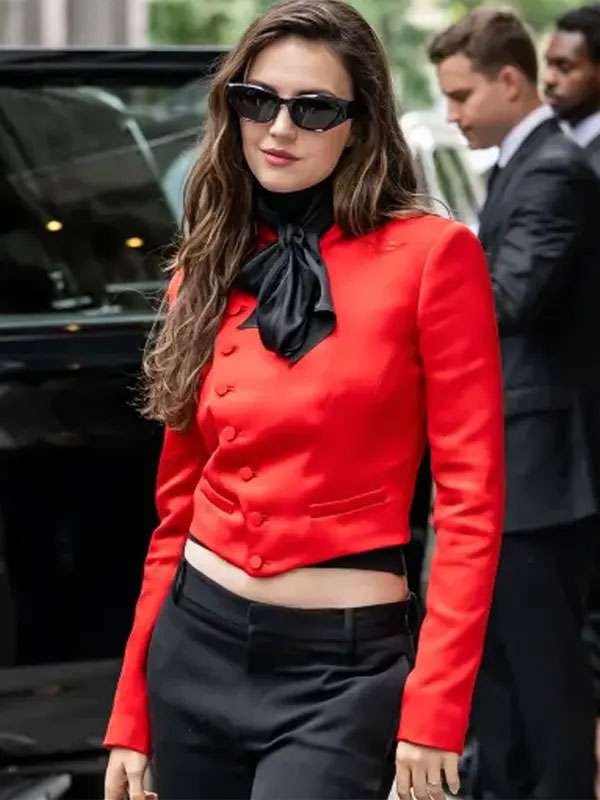 Ella Hunt NYFW 2026 Red Jacket