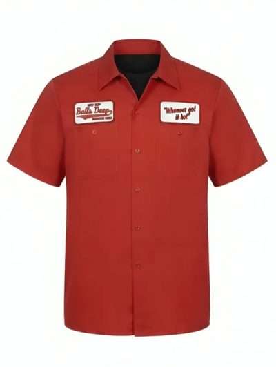 Adult Balls Deep Red Work Shirt