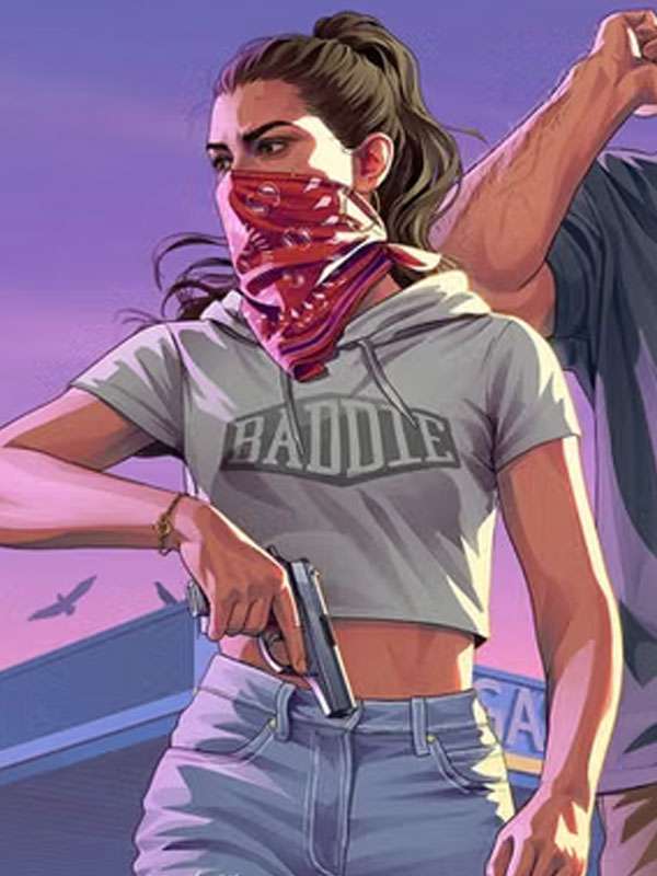 GTA 6 Lucia Baddie Grey Cropped Hoodie