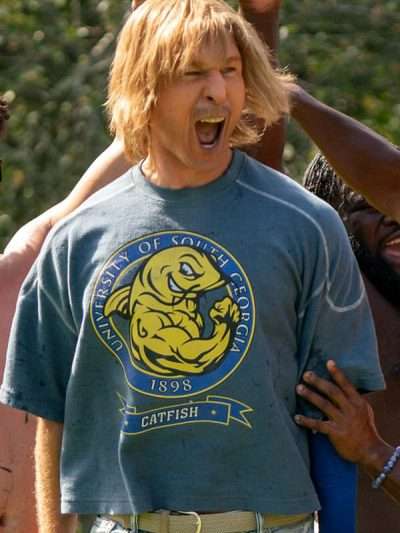 Glen Powell Chad Powers S02 University Of South Georgia Catfish Blue T-Shirt