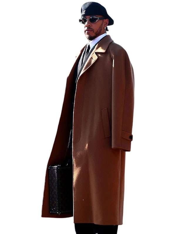 Grand Prix Italy 2026 Lewis Hamilton Brown Wool Coat