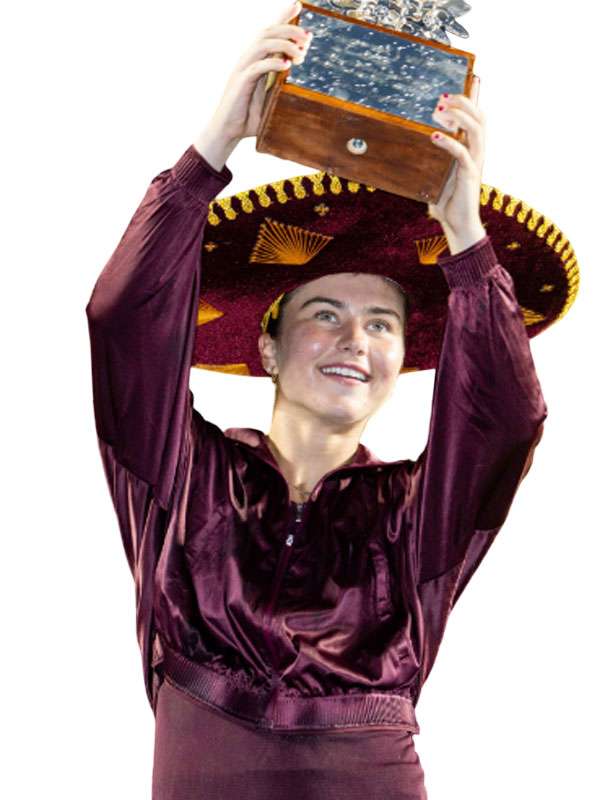Iva Jovic WTA 500 Guadalajara Open 2026 Burgundy Jacket